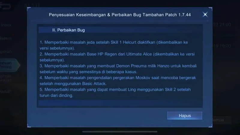Patch note Mobile Legends terbaru, akurat, dan mudah dipahami