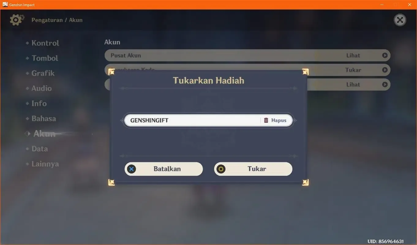 Cara cepat redeem kode Genshin Impact via web