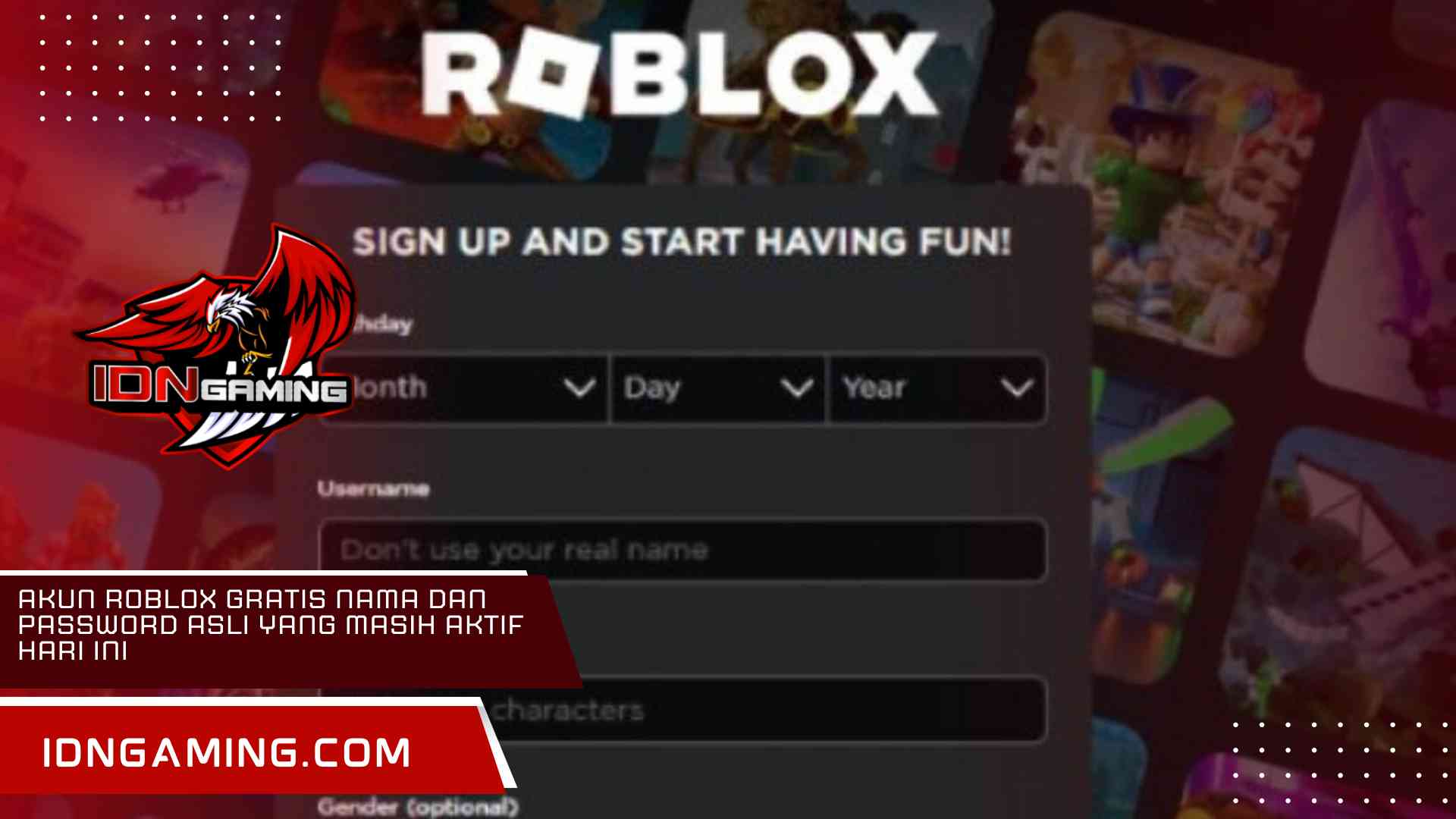 Akun Roblox Gratis Nama dan Password Asli yang Masih Aktif Hari Ini