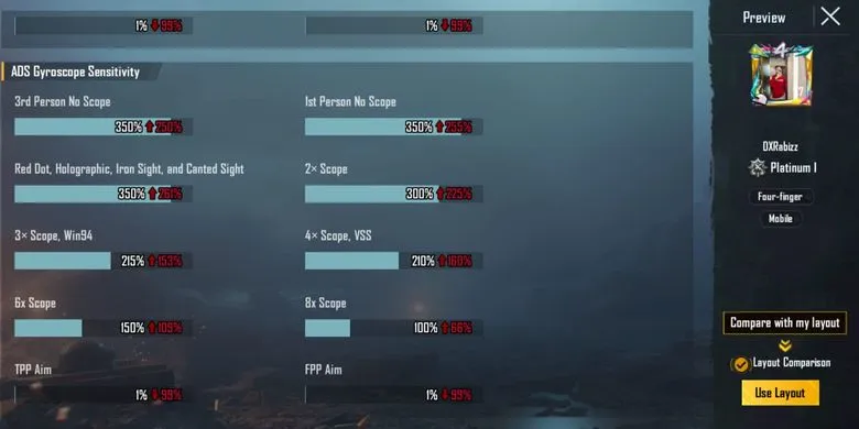 Kode sensi PUBG dari pro player, aim dijamin lurus.