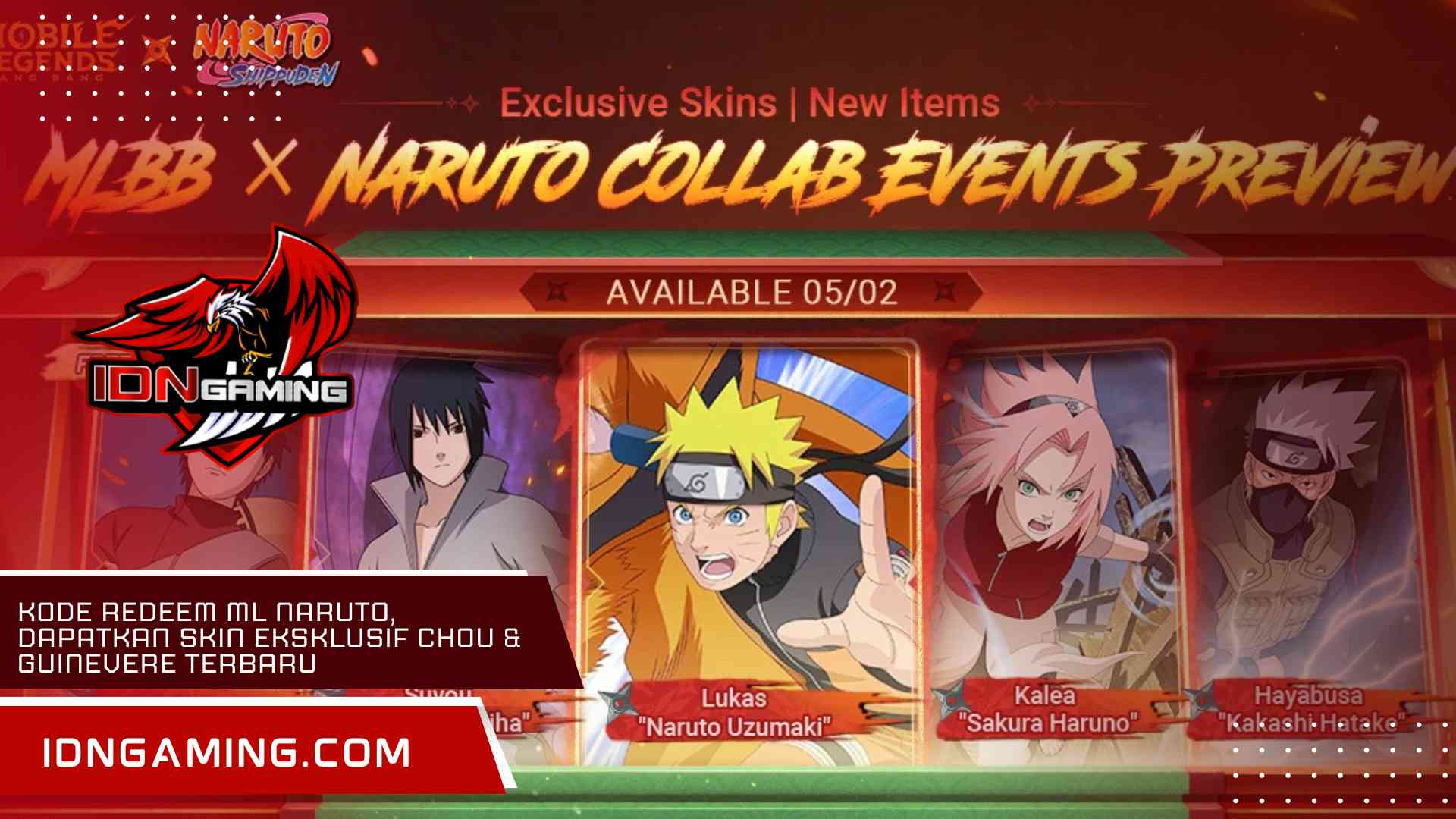 Kode Redeem ML Naruto, Dapatkan Skin Eksklusif Chou & Guinevere Terbaru