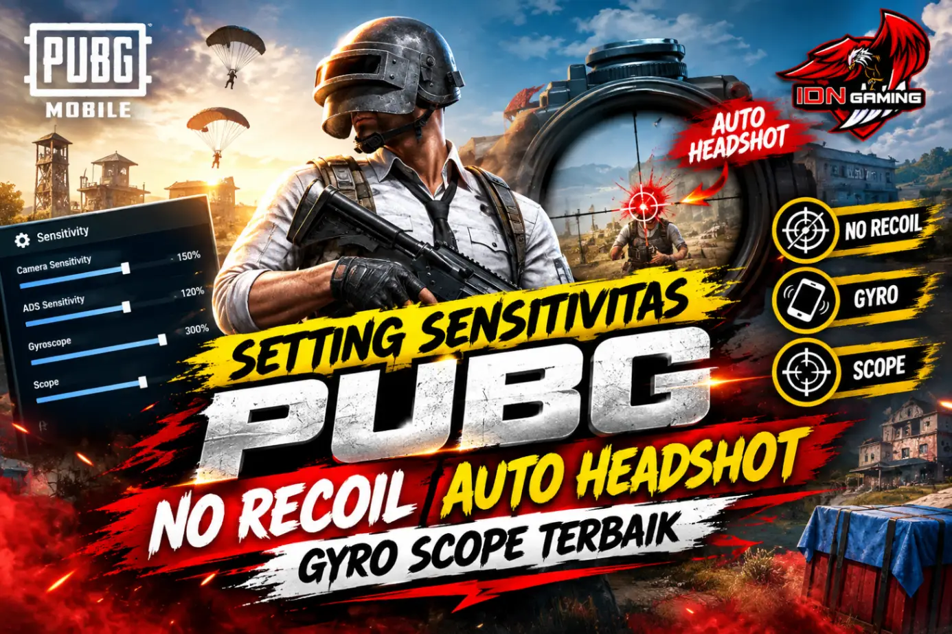 Setting Sensitivitas PUBG No Recoil Auto Headshot Gyro Scope Terbaik