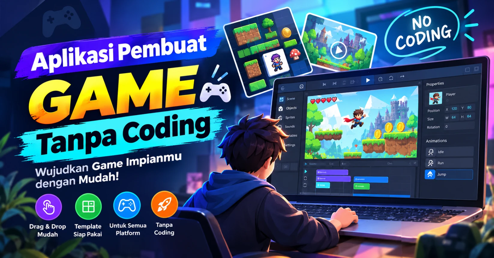 7 Aplikasi Pembuat Game Tanpa Coding Terbaik 2026