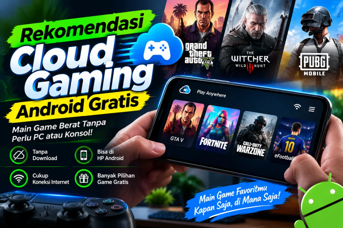 Rekomendasi Cloud Gaming Android Gratis Terbaik 2026 Tanpa HP Mahal